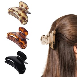 GGUFAY Set of 3 Hair Clips, Mini Hair Claws, Non-Slip Hair Clip, Medium Hair Clips, Acetate Hair Clips, Women's Set, for Thin and Thick Hair