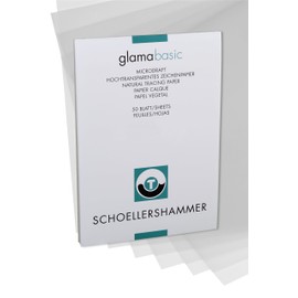 Honsell 25508 Schoellershammer Glama Microdraft Highly Transparent Drawing Paper DIN A4 Pad of 50 Sheets 90-95 g/m² for Technical Drawing, Sketching with Pencil, Felt Tip Pen, Ink