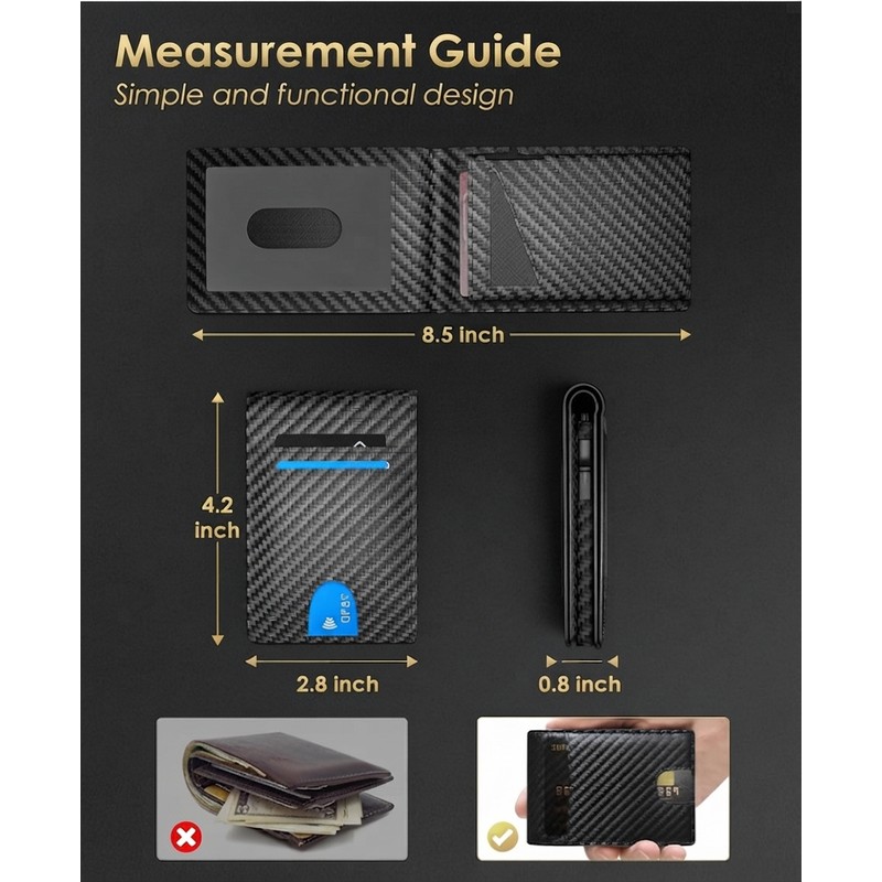 Carbon Fiber RFID Blocking Wallet for Men Slim Minimalist Card