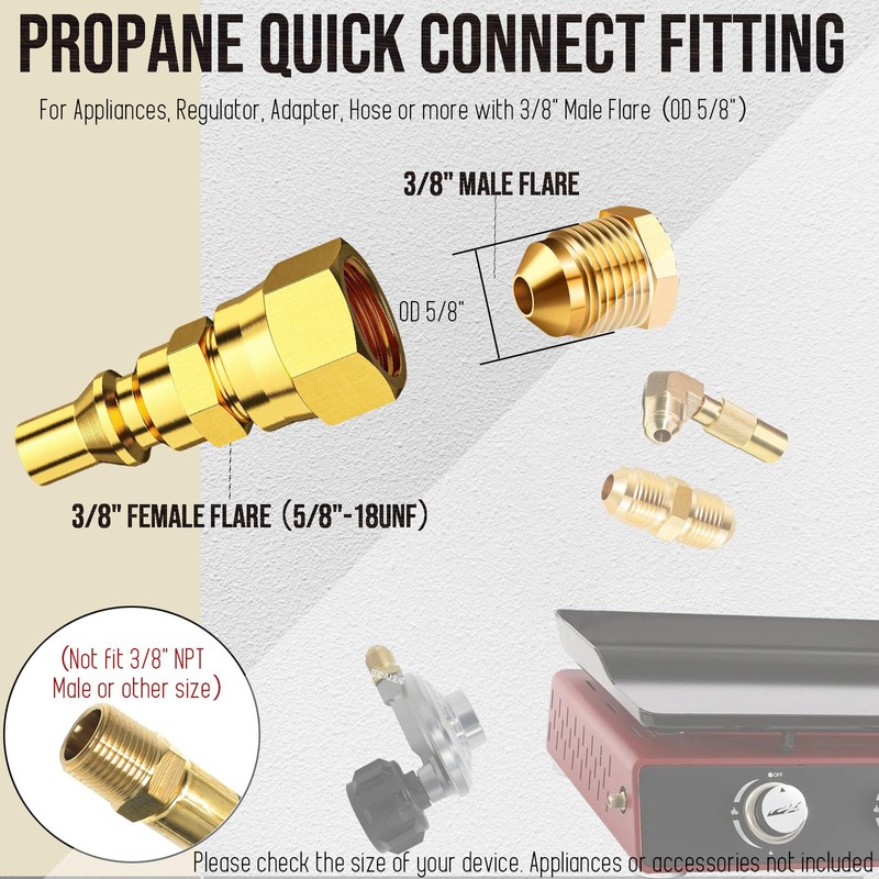 VIEAUBE 1/4'' RV Propane Quick Connect Fittings to 3/8' Female