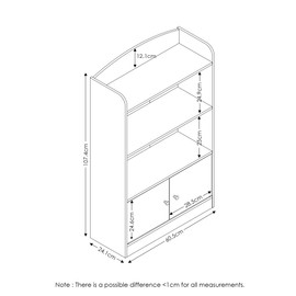 FURINNO Stylish Kidkanac Bookshelf With Storage Cabinet, Pink