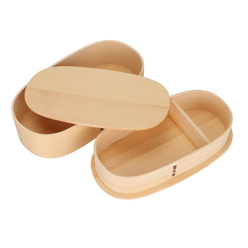 Wooden Bento Boxes Double Wood Color Bento Lunch Box Portable