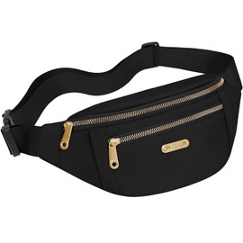 Riñonera Mujer, Cangurera Deportiva Bolsa de Pecho Correa Ajustable Bolso de Cintura Impermeable Ligero para Gimnasio, Marcha, Viaje Senderismo, Ciclismo, Running (Negro)