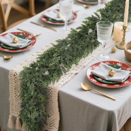 6ft Christmas Cedar Garland with Soft Thickness Pine，Thick and Lush,Artificial Green Faux Cedar Pine Garland for Christmas Winter Home Mantel Fireplace Holiday Party Décor