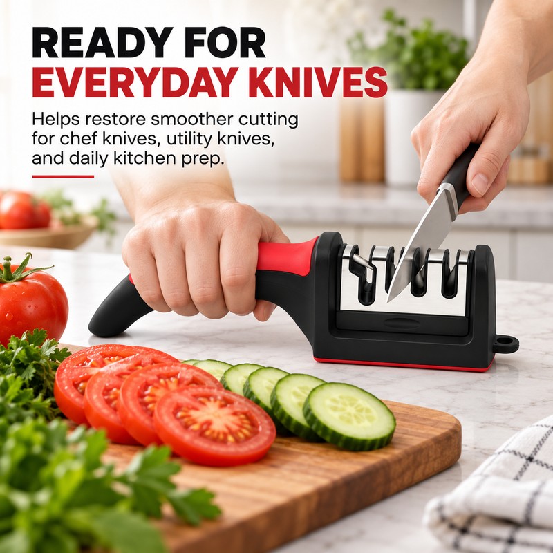4-Stage Knife Sharpener for Kitchen Use – Handheld Multi-Slot Sharpening