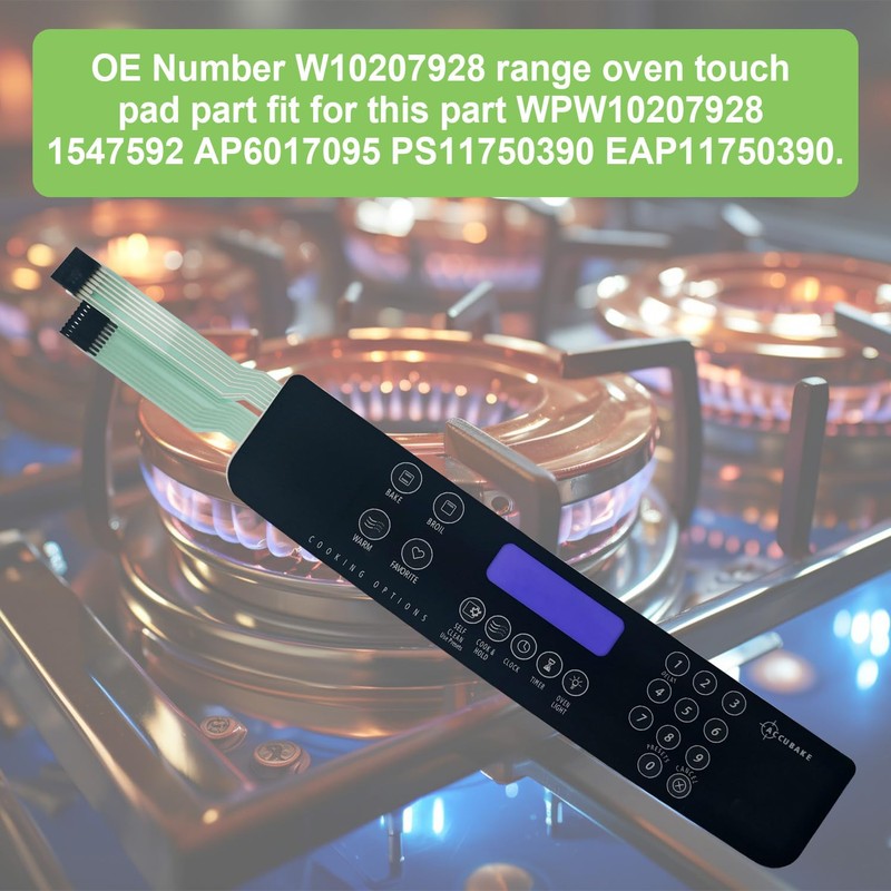 W10207928 Touchpad Control Panel Compatible with Whirlpool Range/Oven