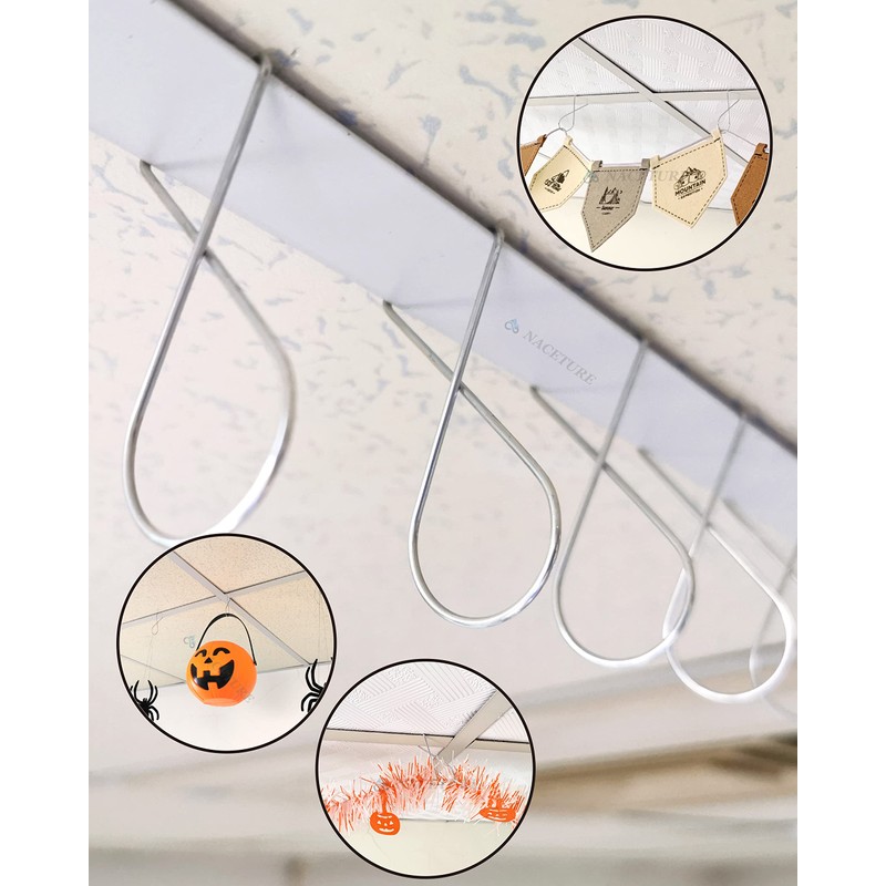 NACETURE Ceiling Hook Clips- 20 Pack Drop Ceiling Hanger Hooks