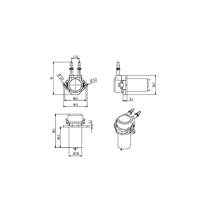 Peristaltic Pump 12V DC Mini Laboratory Large Flow 220ml/min Camoel