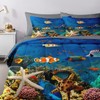 Queen Comforter Set with Sheets, 7 Pieces Underwater Sea Bedding