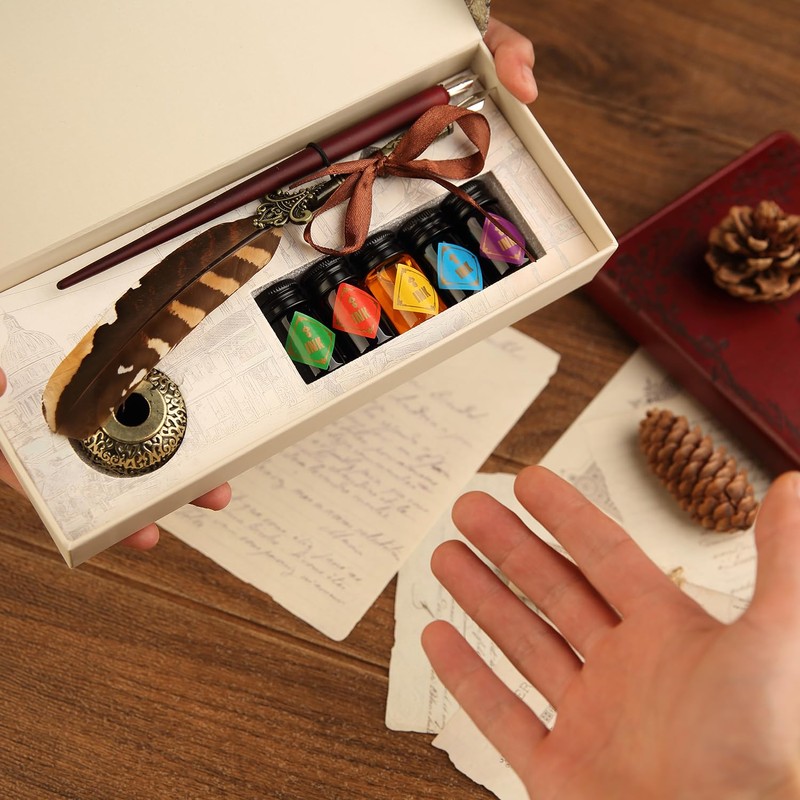 GC QUILL Feather Quill Calligraphy Pen & Wooden Dip Pen