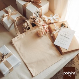 POLHIM Cotton Jute Bag Small 145 g/m² Size 22 x 26 cm Ideal for Painting, Natural, Pack of 10, beige