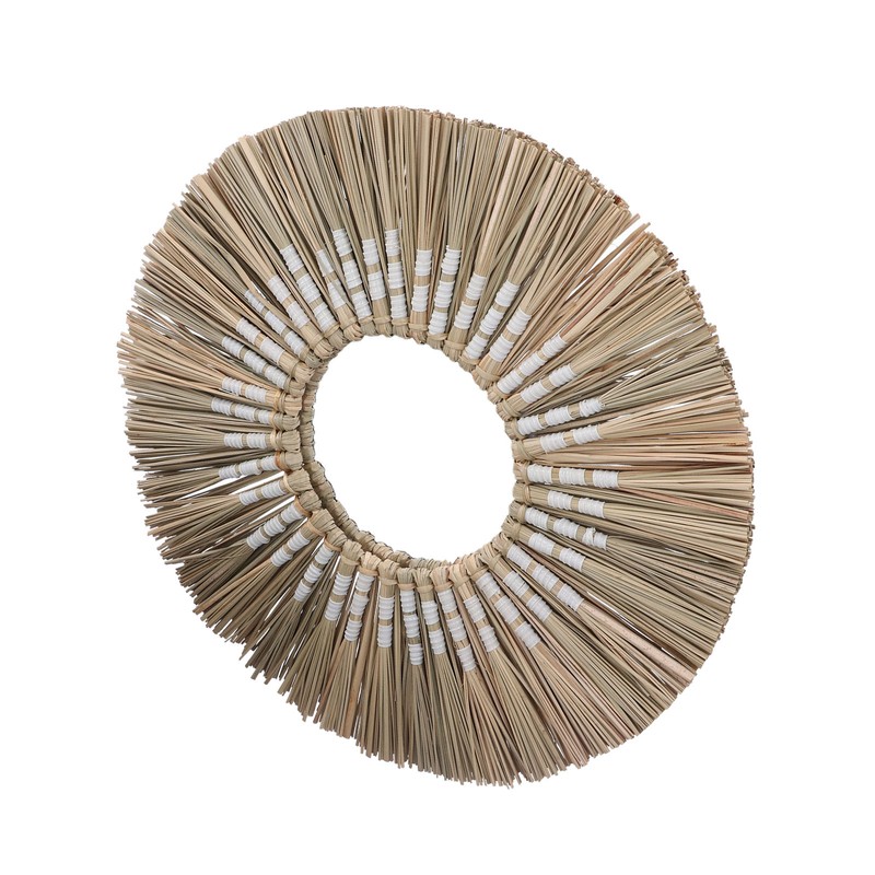 Wall Mirror Make Up Tapestry Decorative Grass Woven Round Hanging