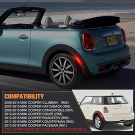 Gempro LED Side Marker Lights Rear Red Bumper Marker Lamps for 2008-2014 MINI Cooper R55 R56 R57 R58 R59 R60 R61 Reflectors Smoked Len, 2PCS