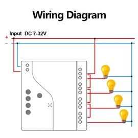 Tuya WiFi Smart 4 Channel 7-32V Relay Switch Module,Dry Contact,Passive Output,Wireless Relay Controller with External Switch Pin,Compatible with Alexa Google Home