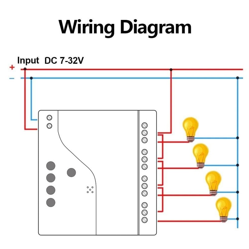Tuya WiFi Smart 4 Channel 7-32V Relay Switch Module,Dry Contact,Passive