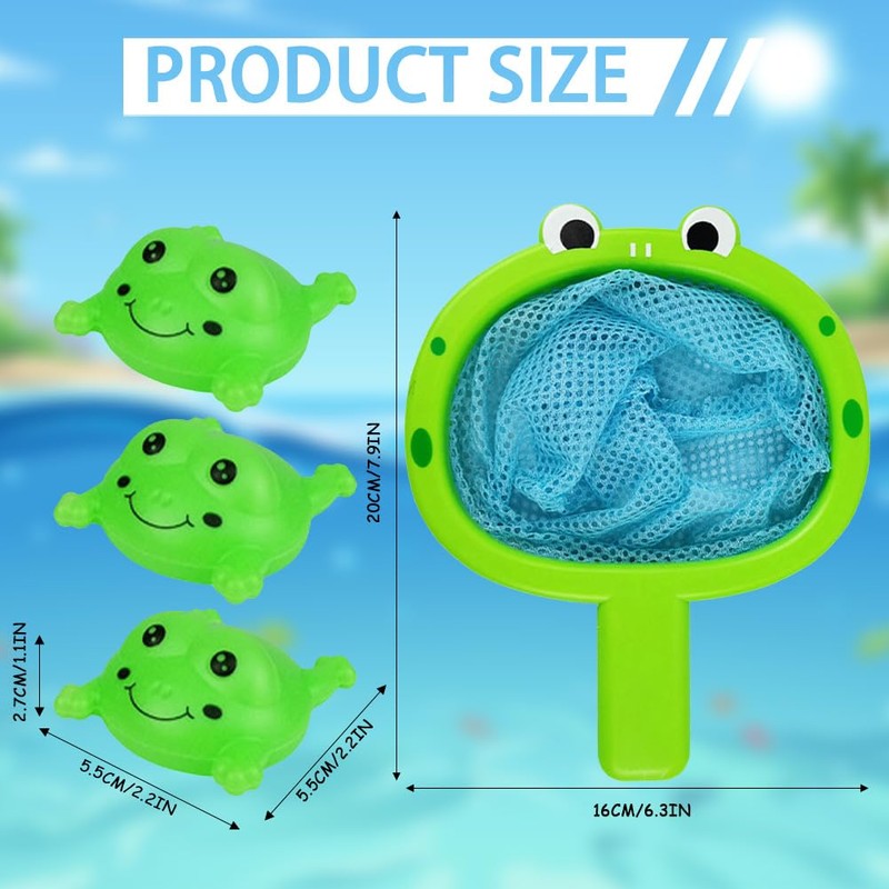 Satiskid Baby Bath Toy, Fishing Net Set with 3 Frogs