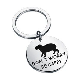 KUIYAI Capybara Gift Capybara Keychain Don’t Worry Be Cappy Capybara Lover Gift Animal Lover Gift