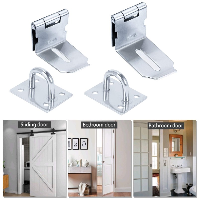 Zythrem 2 Pcs Right Angle Padlock Hasp, 304 Stainless Steel
