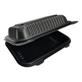 Contenedor Liso 9x6 Pulgadas Desechable Biodegradable 150pzs                                                                                          
