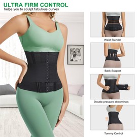 Waist Cincher Belly Tummy Control Shapewear Women Wrap Corset Trimmer Belt Waist Trainer Shaper For Women (Black, Large)