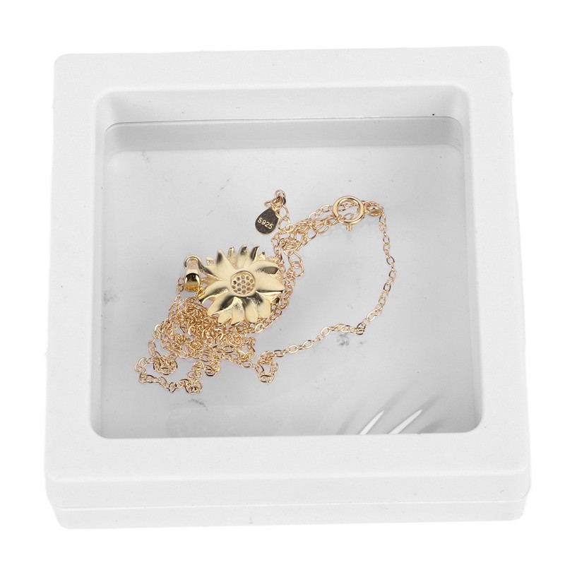 Pendant Necklace 925 Silver Sunflower Shape Gold Exquisite Shiny Elegant