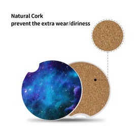 Car Coasters Pack of 2,Nebula Galaxy Ceramic Cup Holders Car Coasters,Keep Cup Holders Clean and Dry,Drink Cup Car Holder Coasters with A Finger Notch