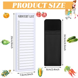 3 Packs Magnetic Refrigerator Note Pads with Fridge Pen Holder, Grocery List, to Do List, to Buy List, Magnetic Back Memo Notepad for Refrigerator Whiteboard Home Office, 3 x 8 Inches, 60 Sheets