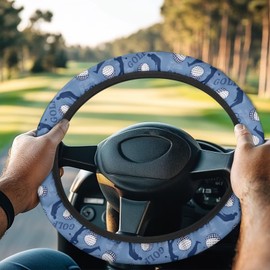 Oramclsy 13-14 inch Golf Print Golf Cart Steering Wheel Cover Washable Non-Slip Stretchy Small Golf Cart Decoration