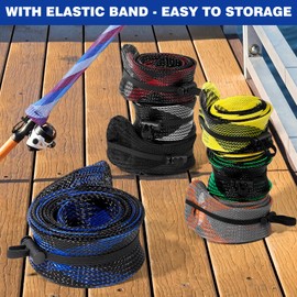 KPEPIX 5PCS Fishing Rod Sleeve with Lanyard-Fishing Pole Sleeve Fishing Rod Cover for Baitcasting Rod, Casting Rod, Sea Fishing Rod, Fly Rod and Sea Fishing Rod-Fishing Rod Sock (B)