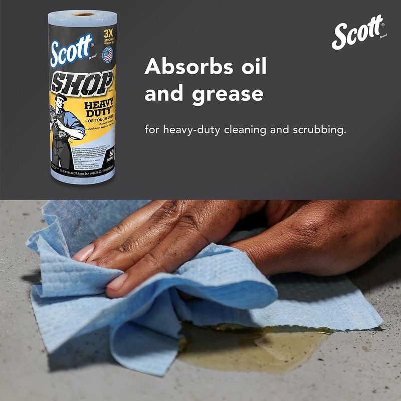 Scott Shop Original Heavy Duty Towels (32992), Blue, Cloth-like Paper