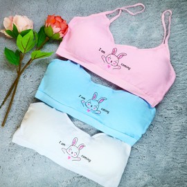 MRCC Pack of 6 Girls' Bustier Training Bra Seamless Sports Bra Padded Without Underwire Bra Removable Pads Multicoloured, Pack of 6 Model 2