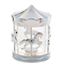 Widdop Bambino Silver Plated Carousel Money Box for Newborn, Christening, Children - Kids Money Box