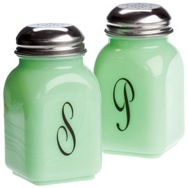 Jadeite Glass Vintage Styler Monogram Salt & Pepper Shaker Set