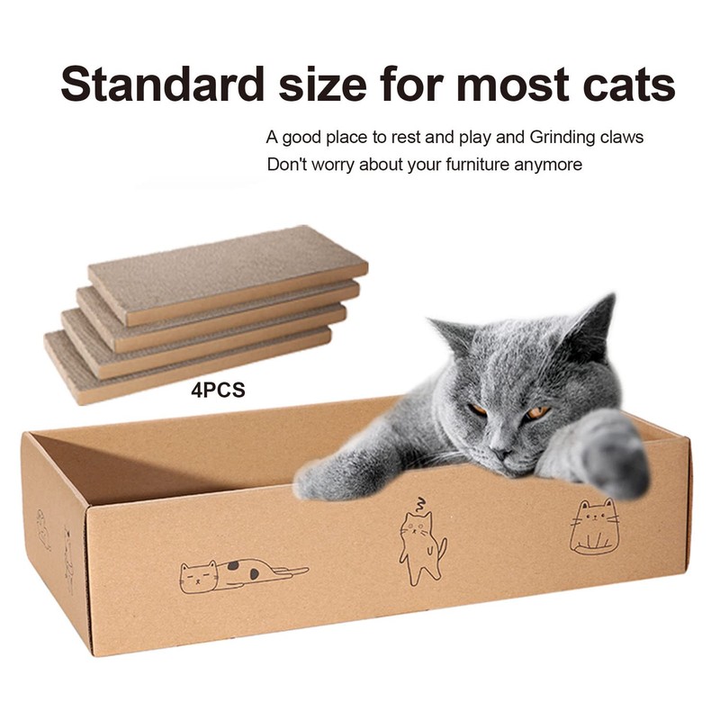 4 Packs in 1 Cat Scratch Pad with Box, Cat