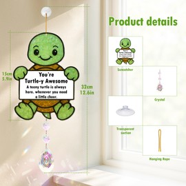 Funny Positive Turtle Suncatcher with Crystal – Small Inspirational Sea Turtle Gift for Women, Men – Birthday, Mother’s Day, Graduation, or Teacher Appreciation Gift