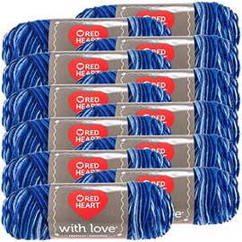 Red Heart Love Yarn-12/Pk-Deep, 12/Pk, Deep Blues 12 Pack
