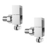 iBathUK Cube Thermostatic Radiator Valve,Solid Brass,Angled Square Radiator Valve Pair,