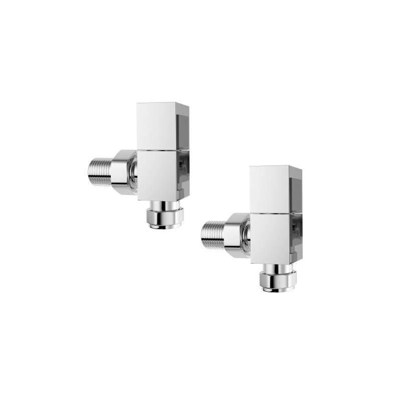 iBathUK Cube Thermostatic Radiator Valve,Solid Brass,Angled Square Radiator Valve Pair,