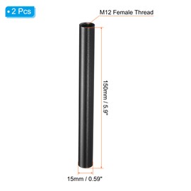 PATIKIL Pack of 2 6 Inch 15 mm Pole Camera Poles with M12 Internal Thread Aluminium Alloy for 15 mm Rail Support System Black