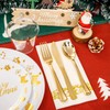 Ciaell 175 Pieces Christmas Plastic Plates - Christmas Gold Plastic