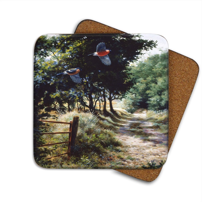 Bullfinch Drinks Coasters by Wildlife Artist Julian Friers - Set