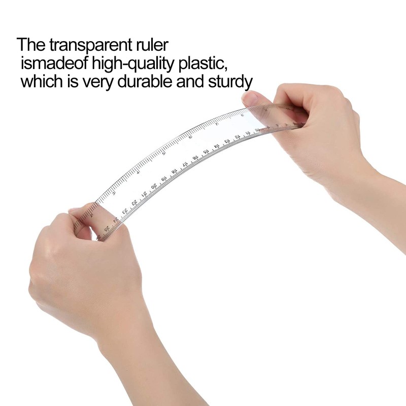 YouOKLight Plastic Ruler 30cm, Clear Ruler,Transparent Ruler 12 inch,Metric Ruler,Ruler