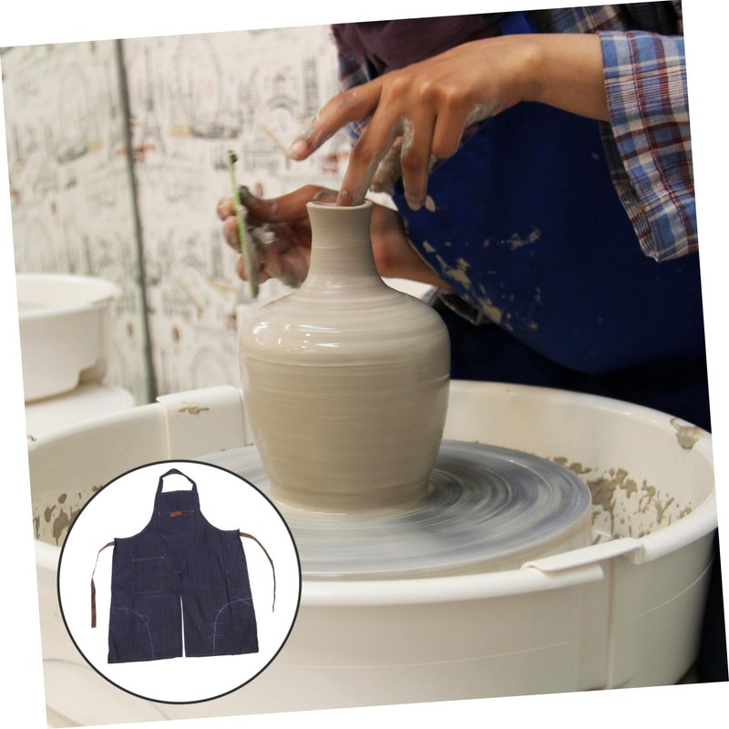 LABRIMP Sleeveless Denim Bib Apron for Women Men Pottery Work