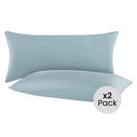 SHC by BaSaTex Pack of 2 Jersey Cushion Covers | 100% Cotton Pillowcase | 40 x 80 cm Cushion Cover | Colour Smoke Blue Light Blue