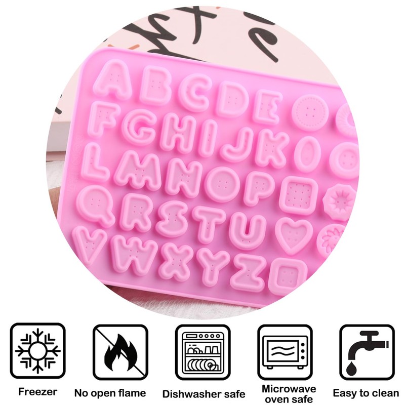 AIBOYA Letter Silicone Candy Molds Alphabet Button Mold For Candy