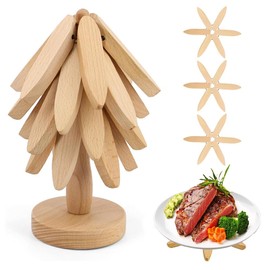 Afenau Tree Shape Trivet Set, 3 Pcs Wooden Trivets for Hot Dishes, Wooden Trivets Coasters, wooden tree coasters, Tree Trivet Coasters for Hot Pots, Bowls, Cups, Home Table Decoration (Wood Color)