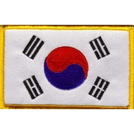 South Korea Flag Patch, Measures 3.50" x 2.25", International Embroidered Iron On or Sew On Flag Patch Emblems Over 100 Patch Options Available