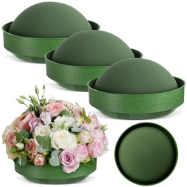 Frienda 4 Pcs Floral Foam Blocks Half Ball with Bowl Round Floral Dry Foam Green Flower Craft for Artificial Flower Arrangement Birthday Wedding Party (7.48x3.74in)