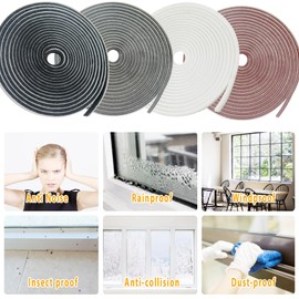 Bruiefpap Self-Adhesive Soundproofing Brush Weather Stripping Door Seal, Sliding Door and Windows Frames (0.35'' Wide x 0.35'' Thick, Brown)