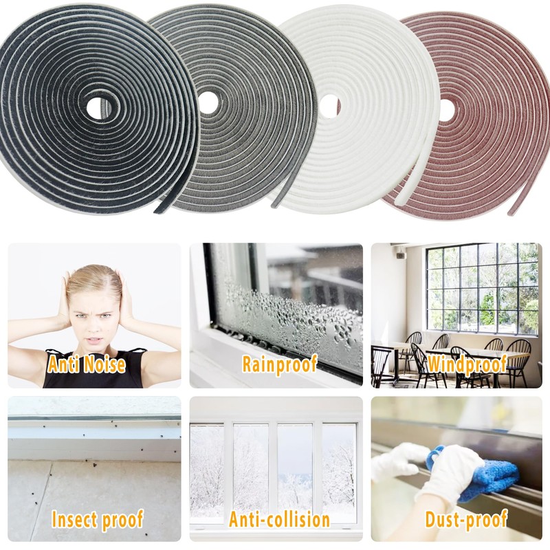 Bruiefpap Self-Adhesive Soundproofing Brush Weather Stripping Door Seal, Sliding Door